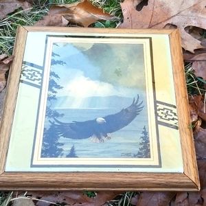 Vintage 80s Fiesta Resin Art Native American Eagle Lake Spirit Signed Artist